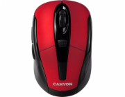 CANYON bezdrátová optická myš se 6 tlačítky, 800 DPI/ 1200 DPI/ 1600 DPI, černo-červená CNR-MSOW06R