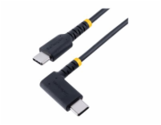 StarTech 1ft (30cm) USB C Charging Cable Right Angle, 60W PD 3A, Heavy Duty Fast Charge USB-C Cable, USB 2.0 Type-C, Durable and Rugged Aramid Fiber, S20/iPad/Pixel - High Quality USB Charging Cord (R