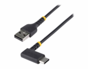 StarTech 1ft (30cm) USB A to C Charging Cable Right Angle, Heavy Duty Fast Charge USB-C Cable, USB 2.0 A to Type-C, Durable and Rugged Aramid Fiber, 3A, S20/iPad/Pixel - High Quality USB Charging Cord
