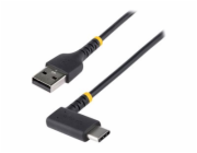 StarTech 6in (15cm) USB A to C Charging Cable Right Angle, Heavy Duty Fast Charge USB-C Cable, USB 2.0 A to Type-C, Durable and Rugged Aramid Fiber, 3A, S20/iPad/Pixel - High Quality Short USB Chargin