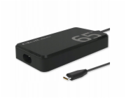 Qoltec 65W GaN super rychlá SLIM nabíječka do zásuvky | PD | 5–20 V | 3,25 A | USB-C 3.1 | Notebook | MacBook | Chytrý telefon | +kabel