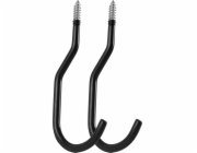 Maclean 2x stropní hák, max 10 kg/hák, MC-485 Sada dvou háčků, na žebřík, kolo, zahradní hadici. Ocelově černá.