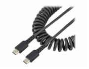 StarTech 20in (50cm) USB C Charging Cable, Coiled Heavy Duty Fast Charge & Sync USB-C Cable, High Quality USB 2.0 Type-C Cable, Rugged Aramid Fiber, TPE, 3A, S20, iPad, Pixel - Durable Male to Male US