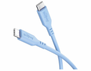 Goobay USB 2.0 Silikonkabel blau, USB-C Stecker > USB-C Stecker (hellblau, 1,5 Meter, PD 60 Watt)