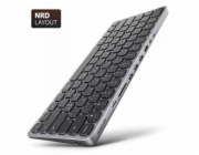 AXAGON Klávesnice HMC-KB-NRD s USB-C 5 Gb/s a 9v1 multiportovým rozbočovačem, SD/microSD, 3x USB-A, HDMI 4K/60Hz, PD 100W, zvuk, severské rozložení, 60cm kabel USB-C
