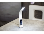 IMMAX LED stolní lampička Leather/ 6,5W/ 300lm/ 5V/1A/ 3 barvy světla/ flexibilní rameno/ možnost vypnutí LCD/ USB/ bílá