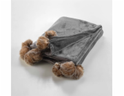 Douceur d`Interieur Měkká kožešinová deka SNOWY s bambulkami, interiérový design, 125 x 150 cm