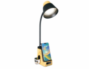 IMMAX LED stolní lampička IDEAL/ Qi nabíjení/ CCT/ 8W/ 800lm/ budík s hodinami/ světlé dřevo/černá