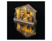 LED vánoční betlém dřevěný, 19 cm, 3x AA, vnitřní, teplá bílá, časovač