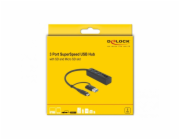 DeLOCK 3portový USB 3.2 Gen 1 Hub + čtečka SD a Micro SD karet s připojením USB typu C nebo USB typu A, USB Hub