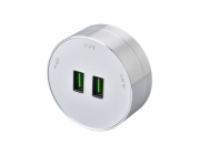 Viking zásuvkový modul A50, 2x USB-A, stříbrná