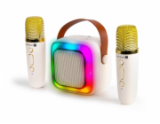 CONNECT IT 2Mic bezdrátový mini party karaoke reproduktor + 2 x mikrofon,BT,USB,USB-C/Micro SD, 3,5mm jack, 5W, BÉŽOVÝ