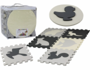 LeanToys Měkká podložka na puzzle kontrastní, vzdělávací, EVA pěna, šedá, 28 dílků.