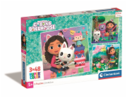Clementoni - Puzzle 3x48 Square Gábinin kouzelný domek