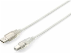 Equip USB kabel USB-A - USB-B 3 m průhledný (128651)