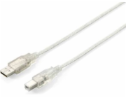 Equip USB kabel USB-A - USB-B 3 m průhledný (128651)