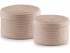 Zeller Zeller, Sada 2 kulatých košíků s víky, přírodní barva