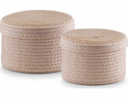 Zeller Zeller, Sada 2 kulatých košíků s víky, přírodní barva