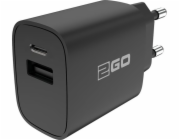 2GO Nabíječka 2GO Ladegerät 20W 2-Port 1x USB-A u. 1x USB-C černý