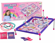 LeanToys Hra 2 v 1 s házením obručí a hrací deskou s jednorožci