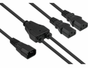 Alcasa Napájecí kabel kabelmeister Y-Kaltgeräteverlängerung C20- 2xC13 schw. 2 m