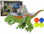 TRITON Figurka dinosaura s katapultem LeanToys chodí a střílí zelená