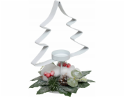 Atmosphera Kovový svícen na čajové svíčky Christmas Tree, 25 cm