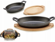 Kinvara oválná železná mísa na bambusovém stojanu SLATE, 12 x 22 x 5 cm