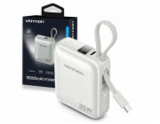 Powerbank Vention 10000mAh 35W PD z wbudowanym kablem USB-C beżowy