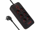 Maclean Prodlužovací kabel MCE389 B, 6 zásuvek, 4xUSB-A, ...