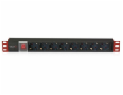 Techly Rack 19palcový 1U 250V / 16A, 8xSCHUKO, 3m (100488)