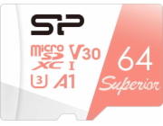 Silicon Power Paměťová karta Superior MicroSDXC 64 GB třída 10 UHS-I/U3 A1 V30 (SP064GBSTXDV3V20SP)