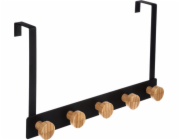 5five Ramínko na dveře s 5 háčky, černé, loft