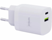 Verico Napájecí adaptér pro notebooky Verico MOJO GaN 30W PD, 2 porty (USB-A a USB-C), bílý, maloobchodní