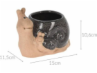 ProGarden Porcelánový zahradní květináč šnek, 15 x 11 cm