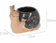 ProGarden Porcelánový zahradní květináč šnek, 15 x 11 cm