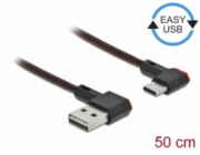 Delock Kabel EASY-USB 2.0 Typ-A samec na USB Type-C™ samec pravoúhlý levý / pravý 0,5 m černý