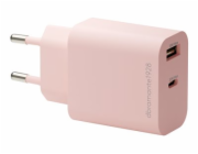 dbramante1928 re-charge - Síťový adaptér - 20 watt - 2 výstupní konektory (USB-C, USB) - růžová - Evropa