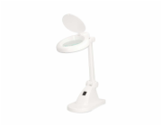 NEDIS zvětšovací stolní LED lampa/ čočka 3 + 12 dioptrií/ spotřeba 6 W/ teplota 6500 K/ světelný tok 400 lm/ bílá