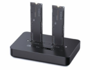 Dokovací stanice Gembird DD2-U3M2 pro stolní počítače s duálním diskem, USB Type-C M.2 NVME (a SATA) SSD, černá