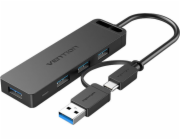 Vention CHTBB rozbočovač rozhraní USB 3.2 Gen 1 (3.1 Gen 1) Type-A + Type-C 5000 Mbit/s Černá