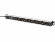 Digitus Steckdosenleiste PDU mit Aluminiumprofil, 9-fach (schwarz/aluminium, 2 Meter Kabel, 1 HE, mit Netzfilter und Überspannungsschutz)
