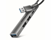 AXAGON HUE-STA, 4x USB ALU STRIP hub, 1x USB-A 5Gbps, 2x USB-A & 1x USB-C 480Mbps, kabel USB-A 12cm