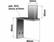 Držák antény na zeď mini, galvanický zinek, délka 8,5cm, výška 5cm