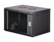 Digitus Cabinet Jednodílná nástěnná síťová skříň Dynamic 19 7U, 600x450, skleněné dveře, černá, nesestavená, 60 kg