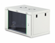 Digitus Cabinet Jednodílná nástěnná síťová skříň Dynamic 19 7U, 600x450, skleněné dveře, šedá, nesestavená, 60 kg