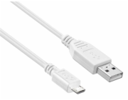PremiumCord Kabel micro USB 2.0, A-B 1m, bílá