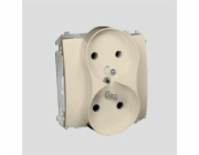 Kontaktní - Simon Double Basic Nest Modul Z/U a clona 16A IP20 Beige - Bmgz2MZ.01/12