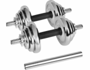 REBEL ACTIVE Chromované nastavitelné činky v pouzdře 20 kg s činkou
