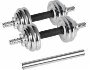 REBEL ACTIVE Chromované nastavitelné činky v pouzdře 15 kg s činkou